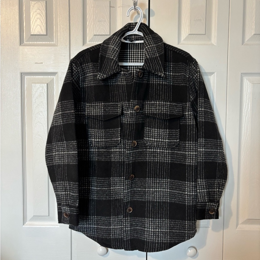 Black and Grey Plaid Shacket